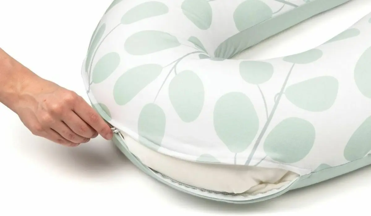 Perna pentru alaptat 2in1 Doomoo Softy (Leaves Aqua Green) - 4