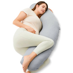 Perna pentru gravide Momcozy J Jersey Fabric (Light Grey) Thumb
