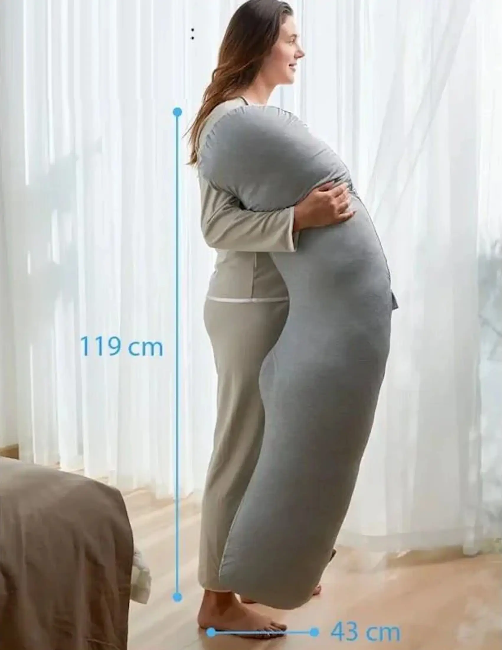 Perna pentru gravide Momcozy J Jersey Fabric (Light Grey) - 3