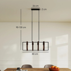 Candelabru suspendat Homcom B31-606V00ND (Black/Walnut) Thumb