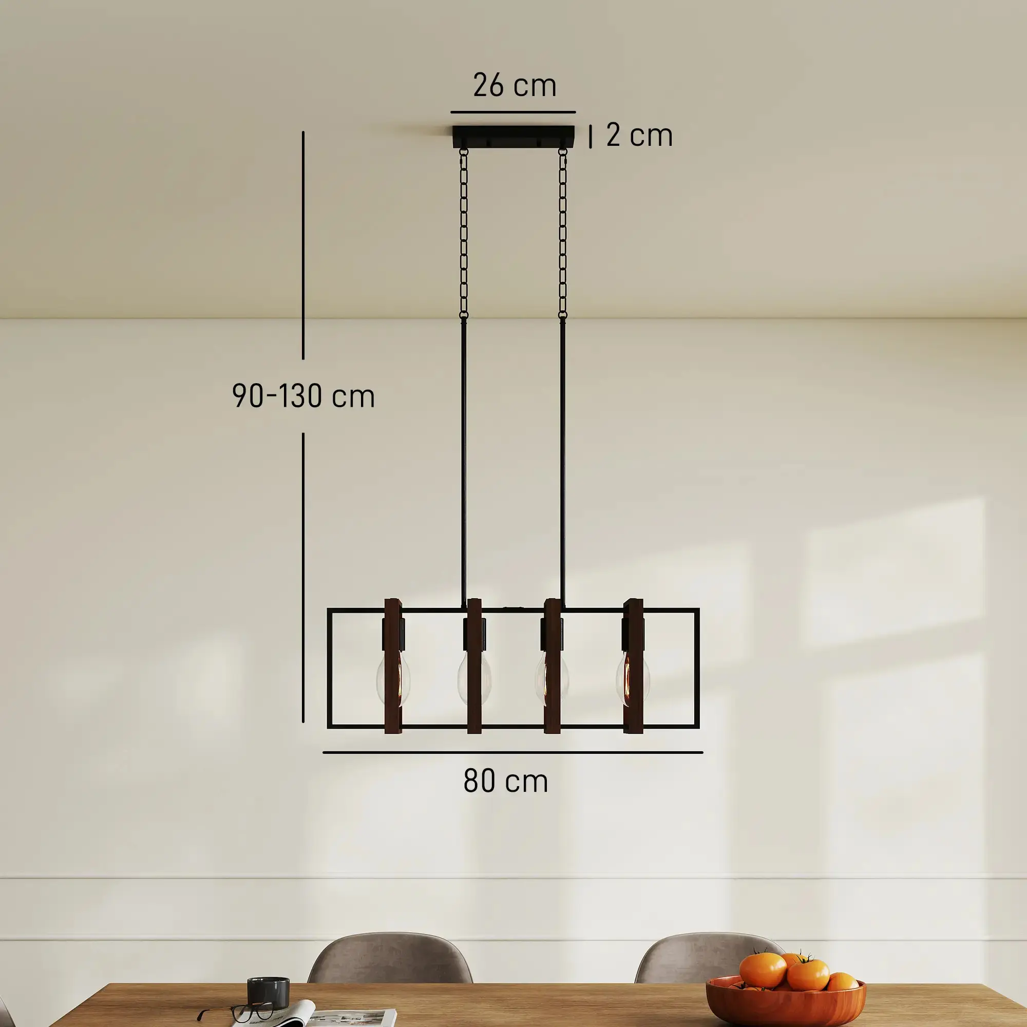 Candelabru suspendat Homcom B31-606V00ND (Black/Walnut) - 3