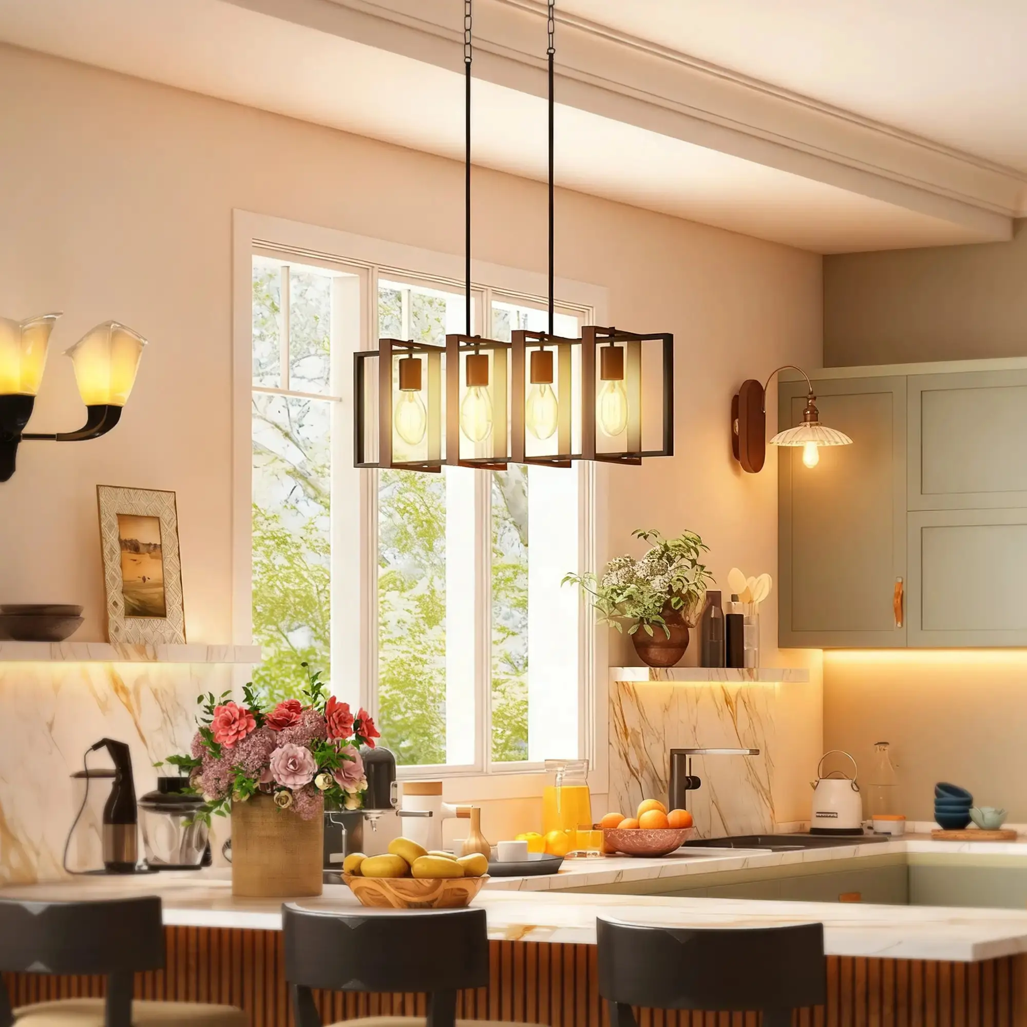 Candelabru suspendat Homcom B31-606V00ND (Black/Walnut) - 6