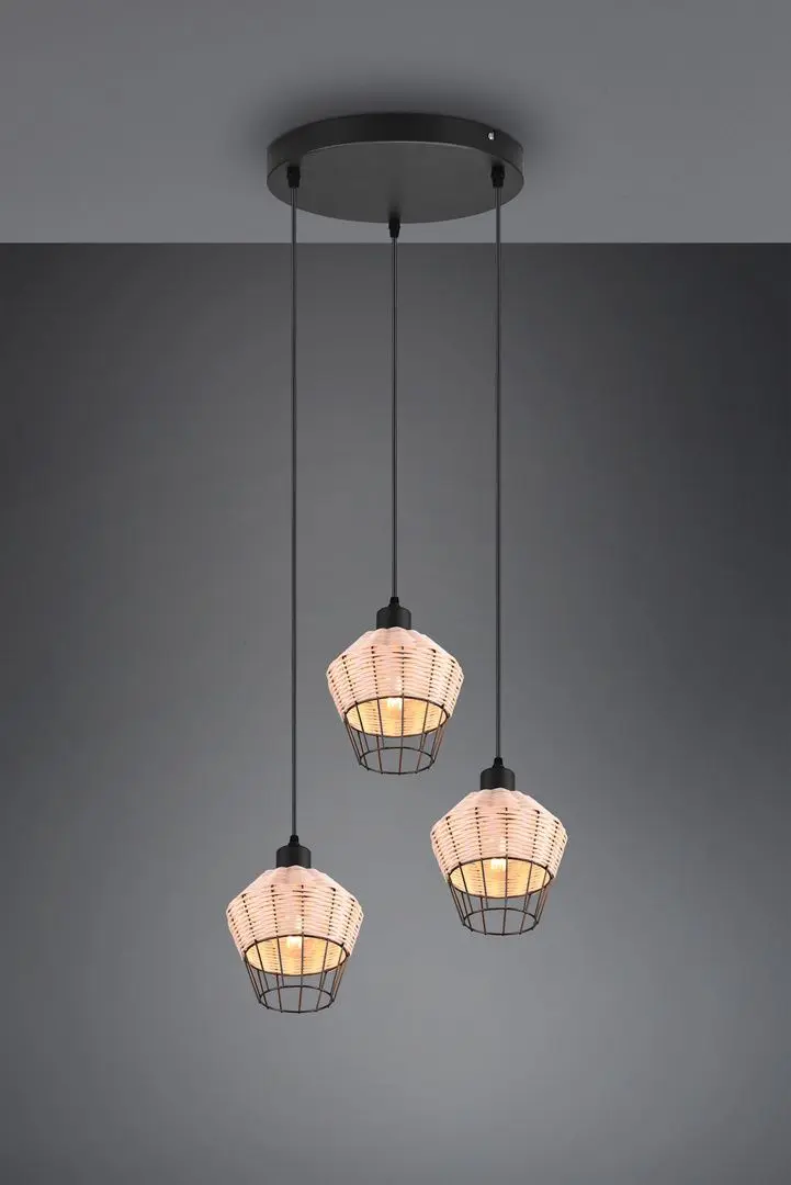 Lampa suspendata Trio Borka R31263336 (Black/Wood)