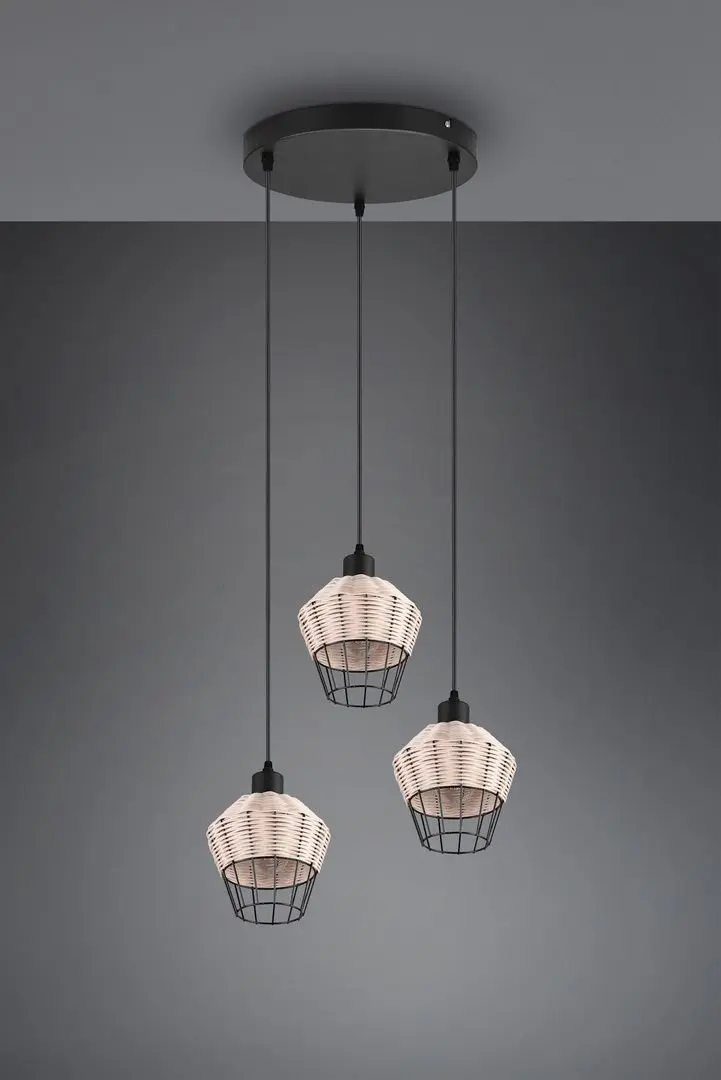 Lampa suspendata Trio Borka R31263336 (Black/Wood)
