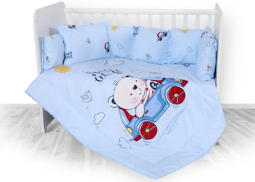Детское постельное белье Bertoni (Lorelli) Ranforce Lily Bear&Car Set (Blue)