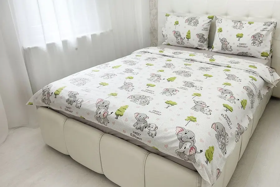 Постельное белье Cottony Elefantei 1P (White/Multicolor)