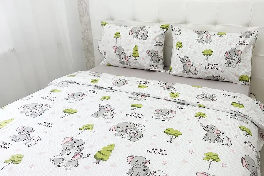 Постельное белье Cottony Elefantei 1P (White/Multicolor)