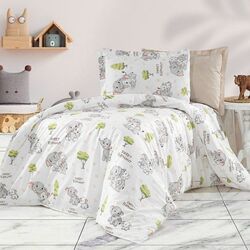 Lenjerie de pat Cottony Elefantei 1P (White/Multicolor)