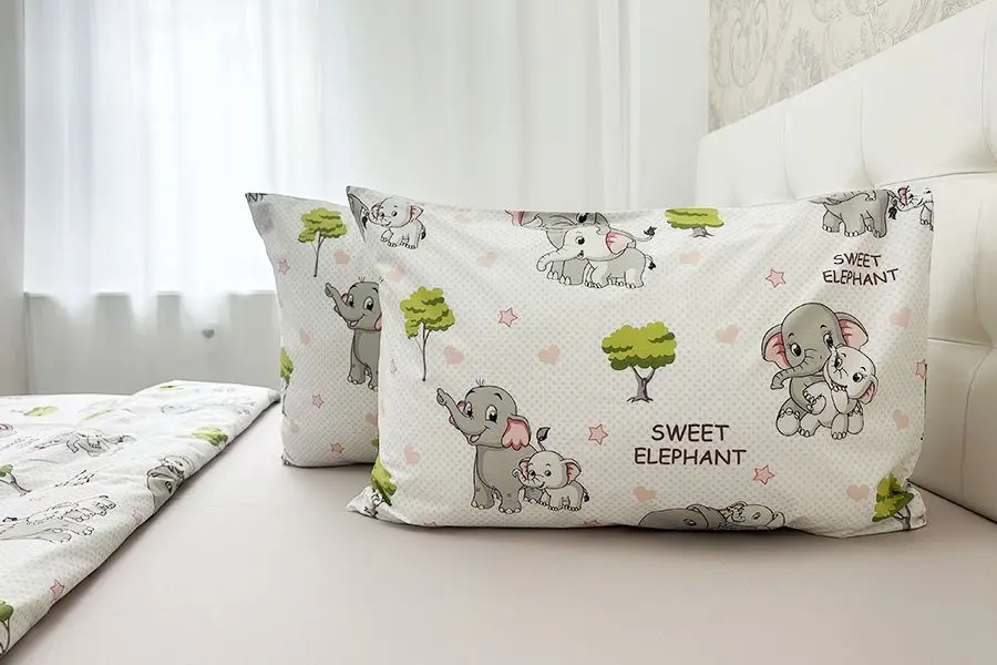 Постельное белье Cottony Elefantei 1P (White/Multicolor)