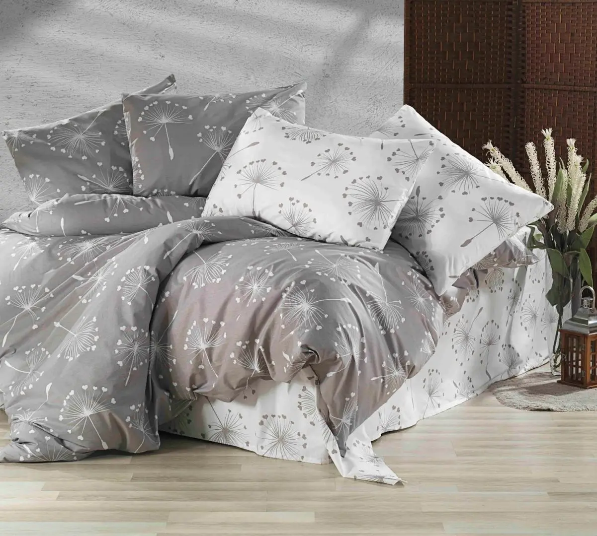 Постельное белье Cottony Papadie cu Inimioare 2P (Grey)