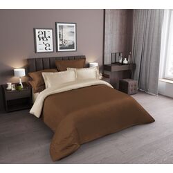 Lenjerie de pat Cottony Satin de Lux Brown/Ivory Uniton Euro