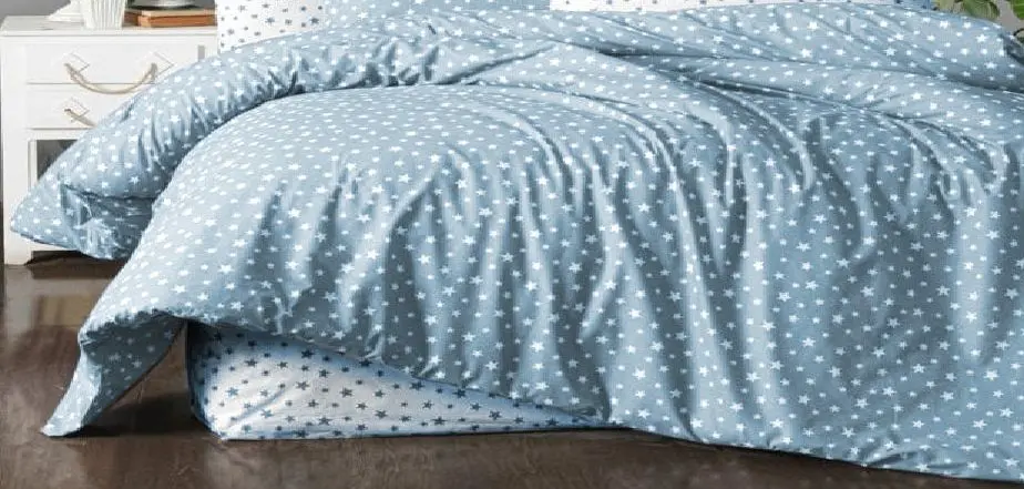 Постельное белье Cottony Stelute 1P (White/Blue)