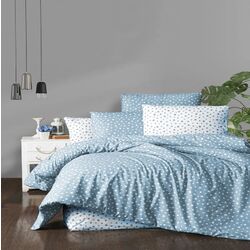 Постельное белье Cottony Stelute 1P (White/Blue)