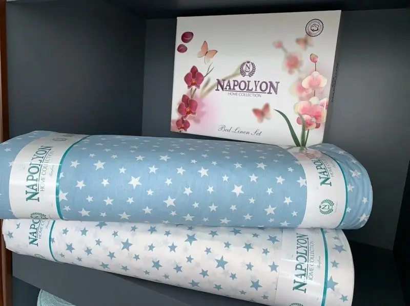 Постельное белье Cottony Stelute 1P (White/Blue)