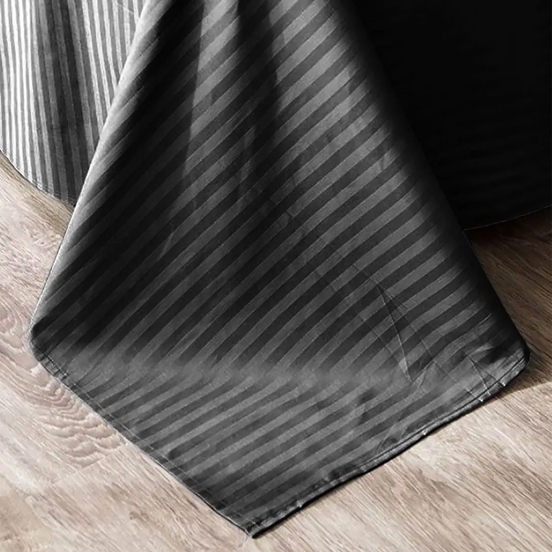 Постельное белье Cottony Stripe Satin de Lux Black Euro