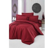 Lenjerie de pat Cottony Stripe Satin de Lux Bordo Euro