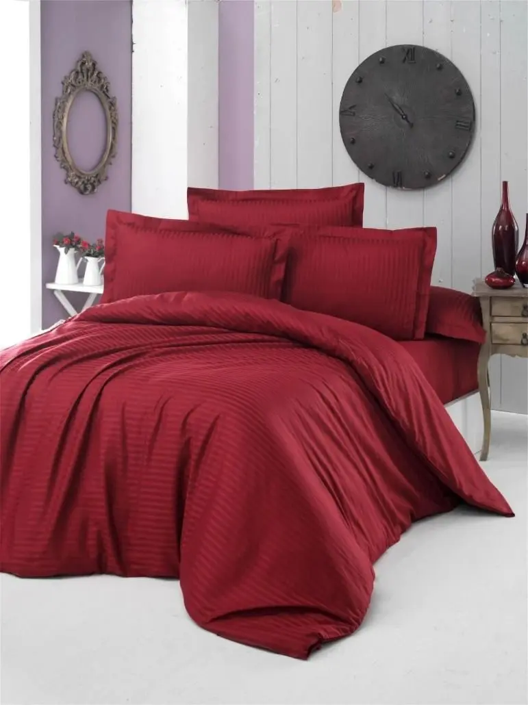 Постельное белье Cottony Stripe Satin de Lux Bordo Euro