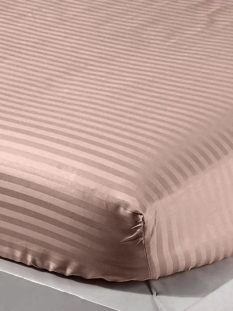 Lenjerie de pat Cottony Stripe Satin de Lux Brown Euro