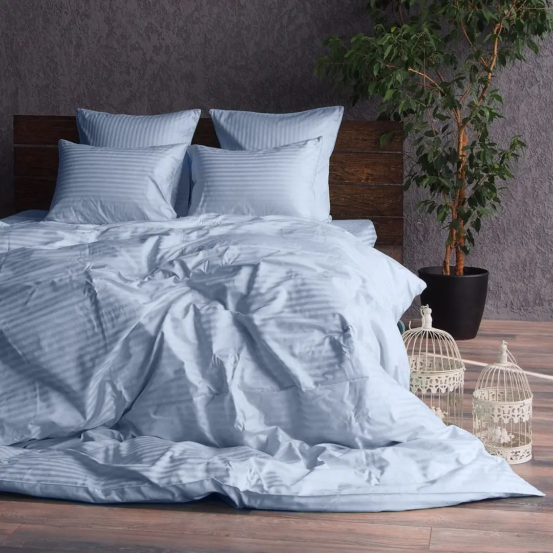Постельное белье Cottony Stripe Satin de Lux Light Blue 2P