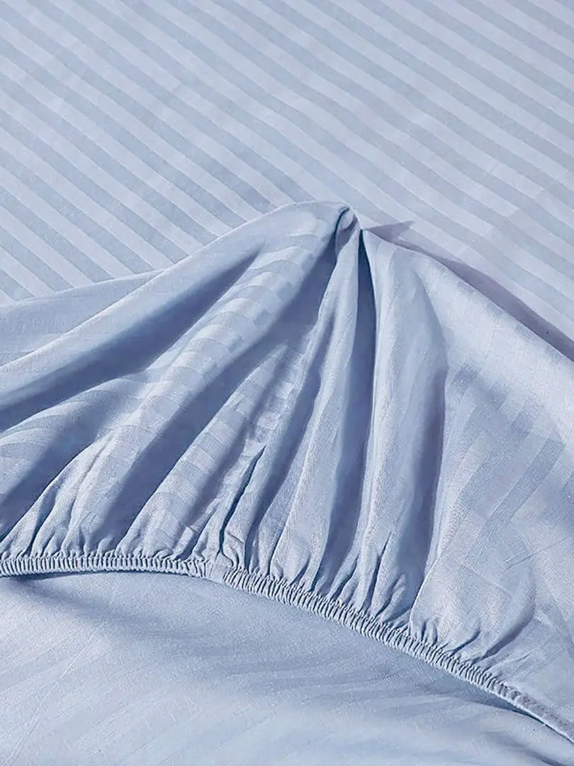 Lenjerie de pat Cottony Stripe Satin de Lux Light Blue Euro