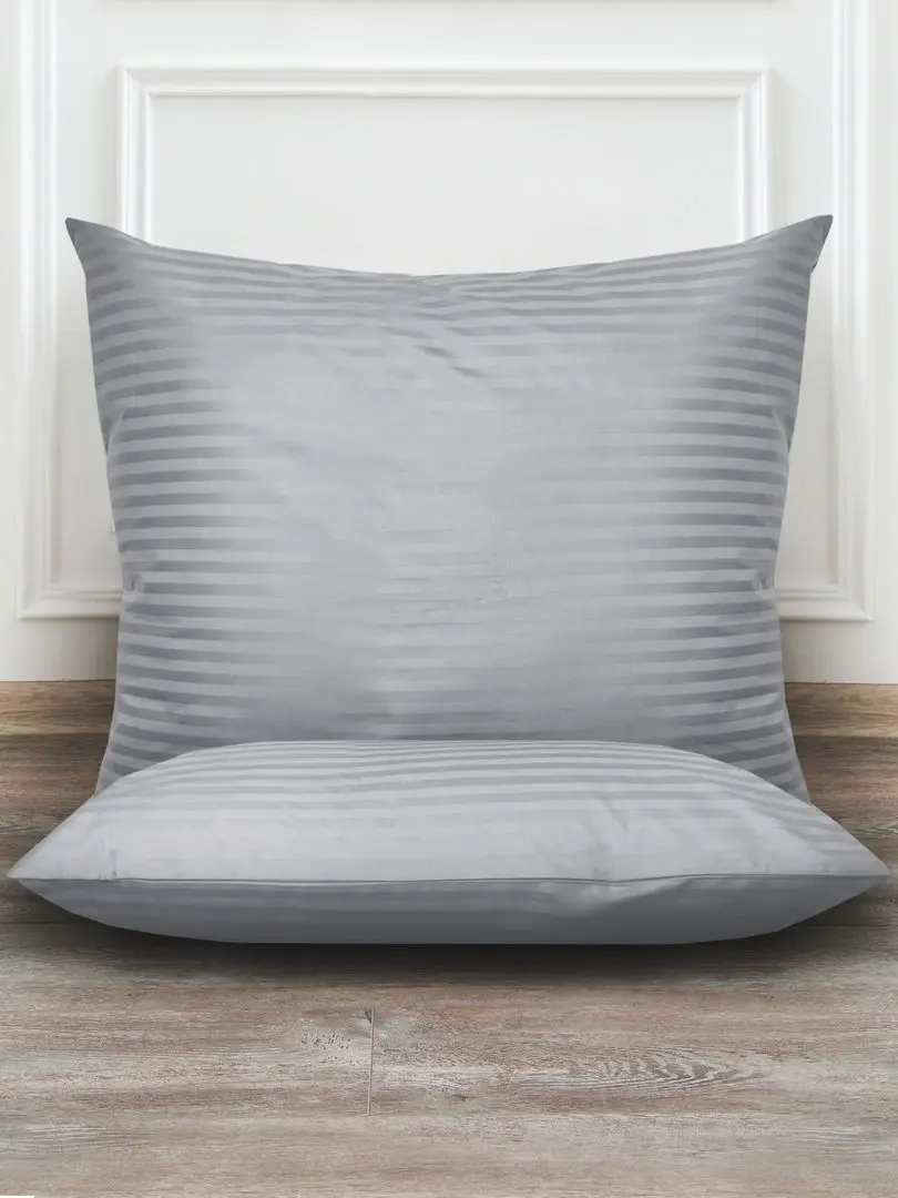 Постельное белье Cottony Stripe Satin de Lux Light Gray №9 Euro