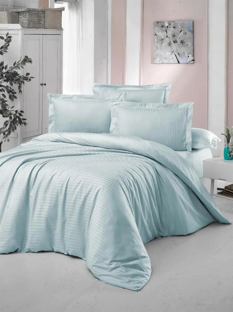 Постельное белье Cottony Stripe Satin de Lux Menta Euro