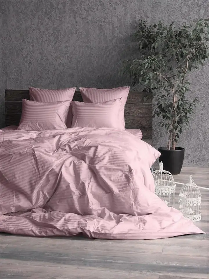 Постельное белье Cottony Stripe Satin de Lux Pudra 1P