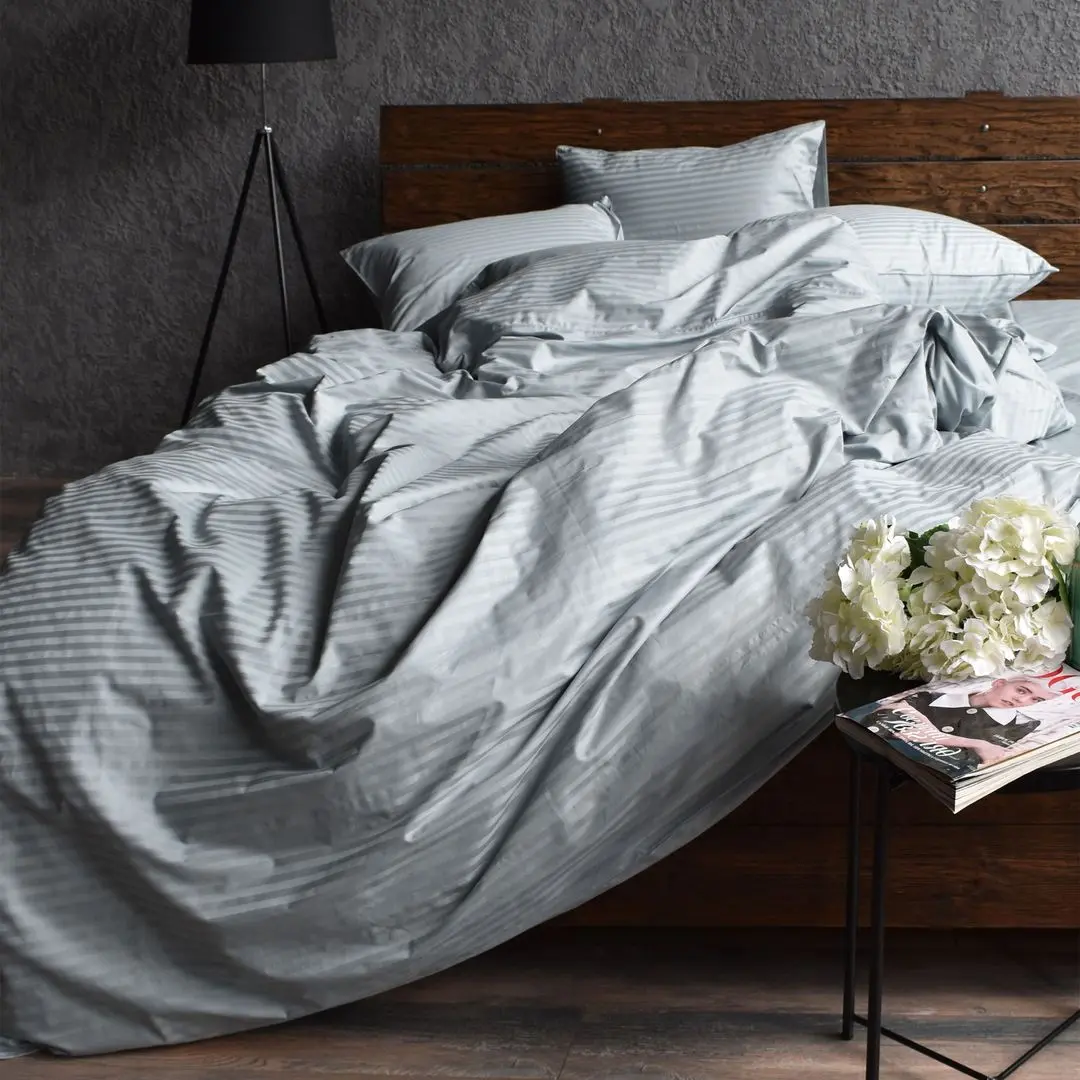 Постельное белье Cottony Stripe Satin de Lux Smarald Euro