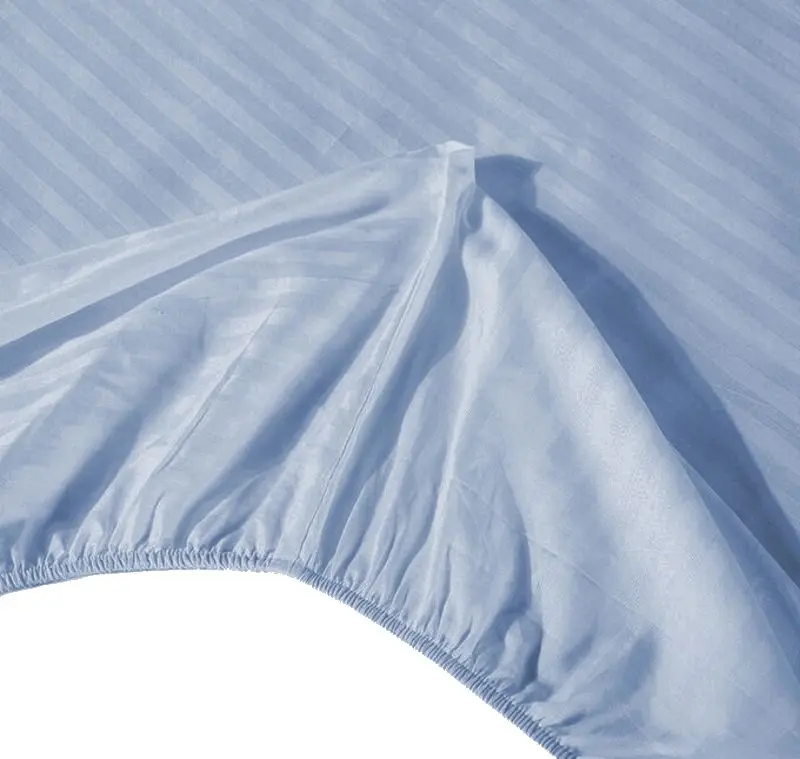 Простынь на резинке Cottony Stripe Satin de Lux 160x200x20/25 (Light Blue)