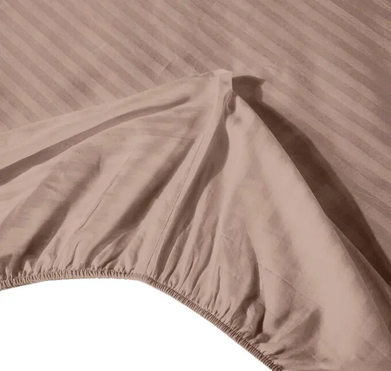 Cearsaf cu elastic Cottony Stripe Satin de Lux 160x200x20 (Light Brown)