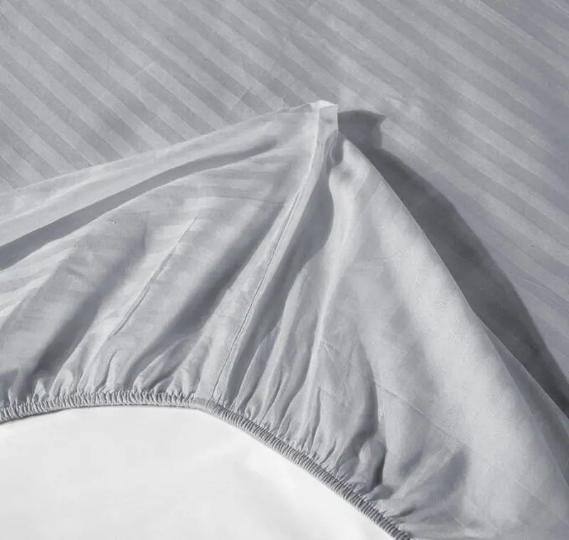 Простынь на резинке Cottony Stripe Satin de Lux 160x200x25 (Light Gray)