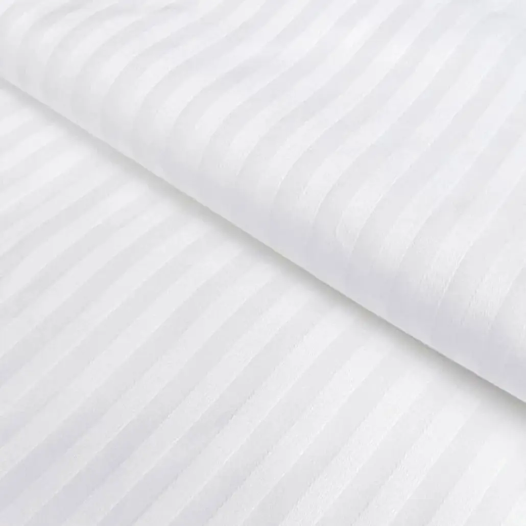 Простынь на резинке Cottony Stripe Satin de Lux 180x200x25 (White Pearl)