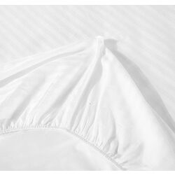 Простынь на резинке Cottony Stripe Satin de Lux 180x200x25 (White Pearl)