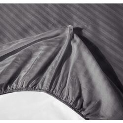 Cearsaf cu elastic Cottony Stripe Satin de Lux 200x200x25 (Charcoal)