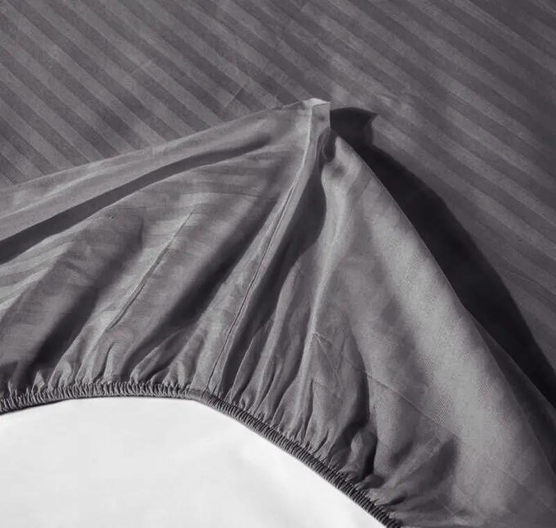 Cearsaf cu elastic Cottony Stripe Satin de Lux 200x200x25 (Charcoal)