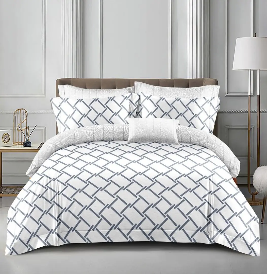 Lenjerie de pat Elegant Home 7987-c (White/Grey)