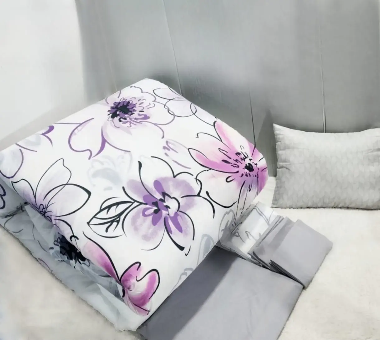 Постельное белье Elegant Home 8461-c (White/Grey/Lilac)