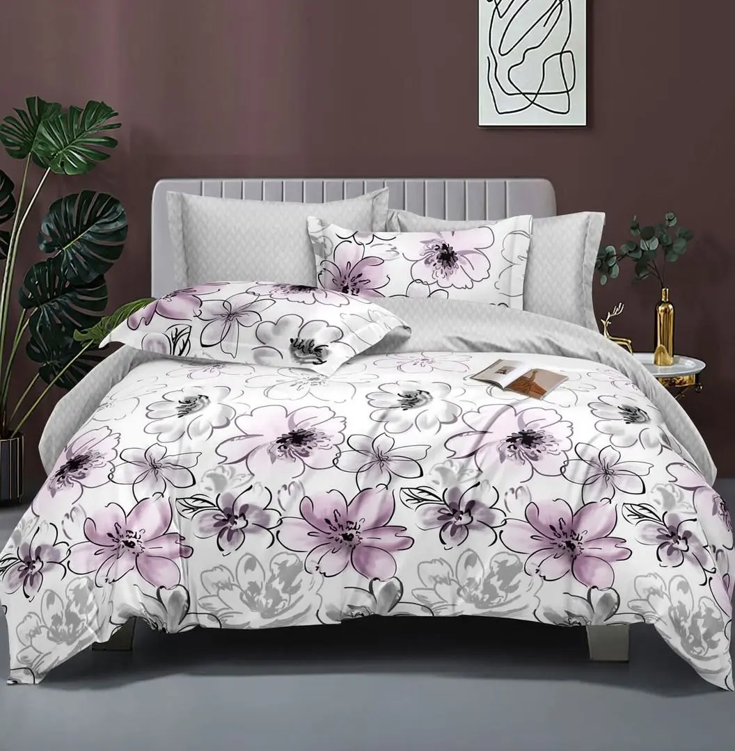 Постельное белье Elegant Home 8461-c (White/Grey/Lilac)
