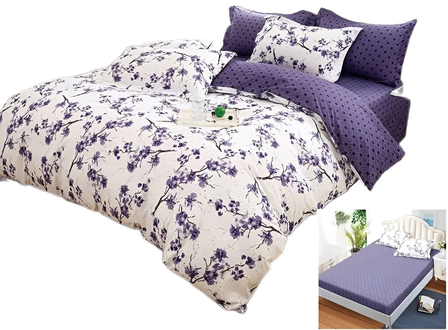 Lenjerie de pat Elegant Home 8467-c (White/Violet)