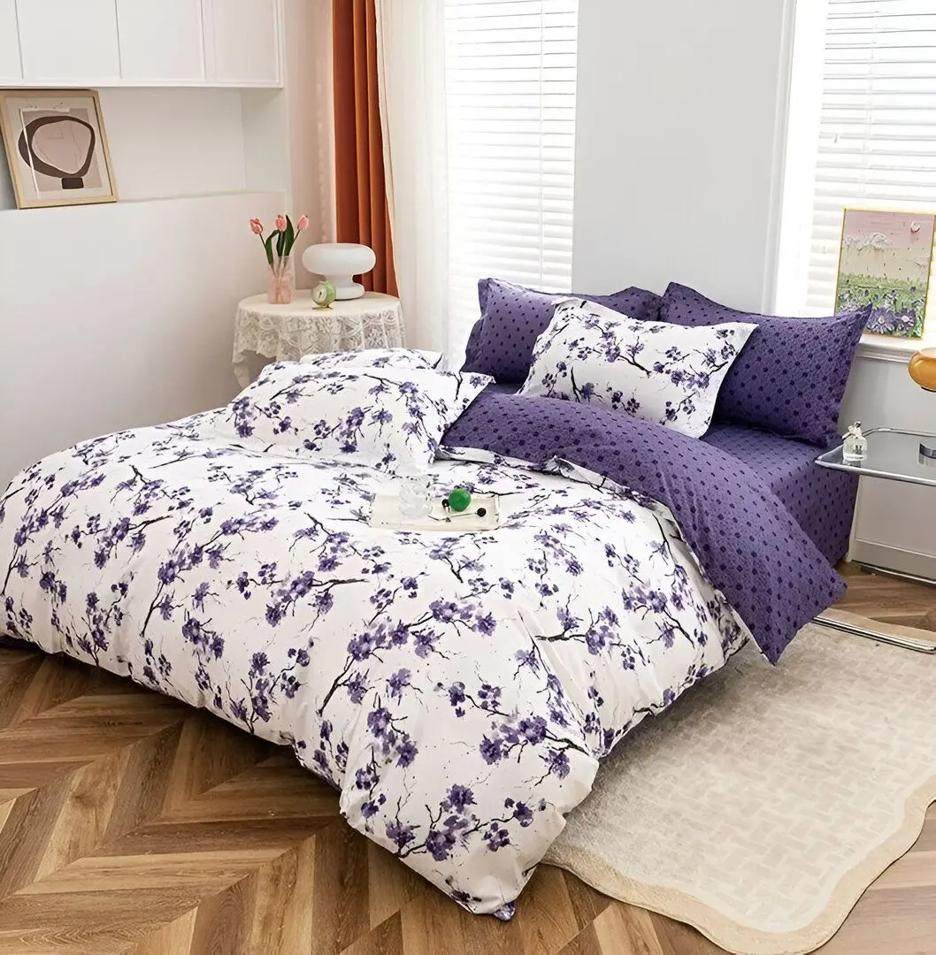 Lenjerie de pat Elegant Home 8467-c (White/Violet)