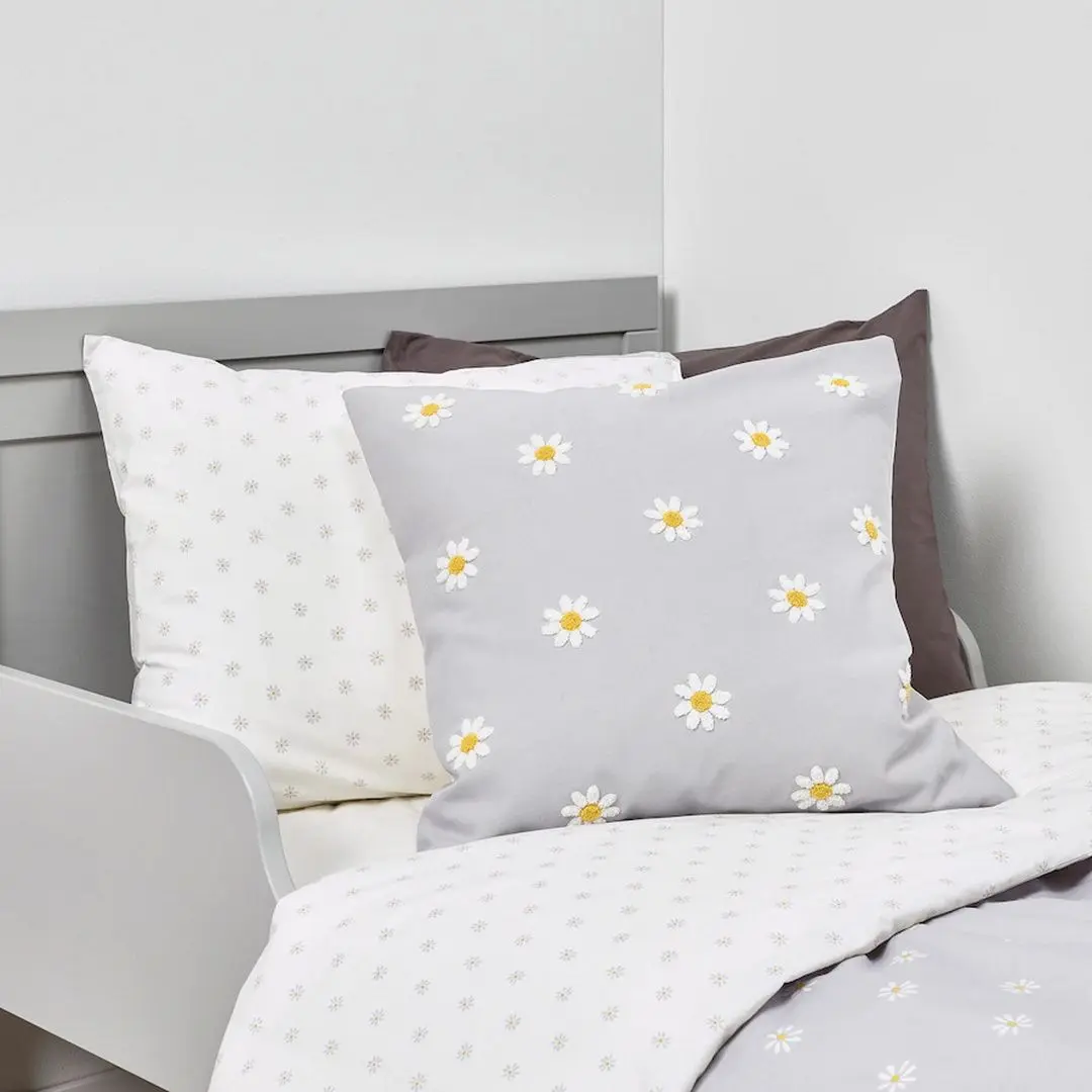 Husa pentru perna Ikea Nattslanda 50x50 (Model Floral Gri/Alb) - 4
