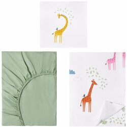 Детское постельное белье Ikea Bergfink жираф 3pcs 150х200/50х60см (Зеленый)