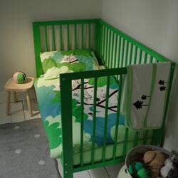 Lenjerie de pat pentru copii Ikea Gronfink 60x120 (Verde/Turcoaz) Thumb