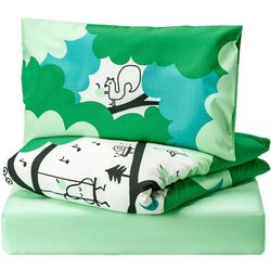 Lenjerie de pat pentru copii Ikea Gronfink 60x120 (Verde/Turcoaz) Thumb