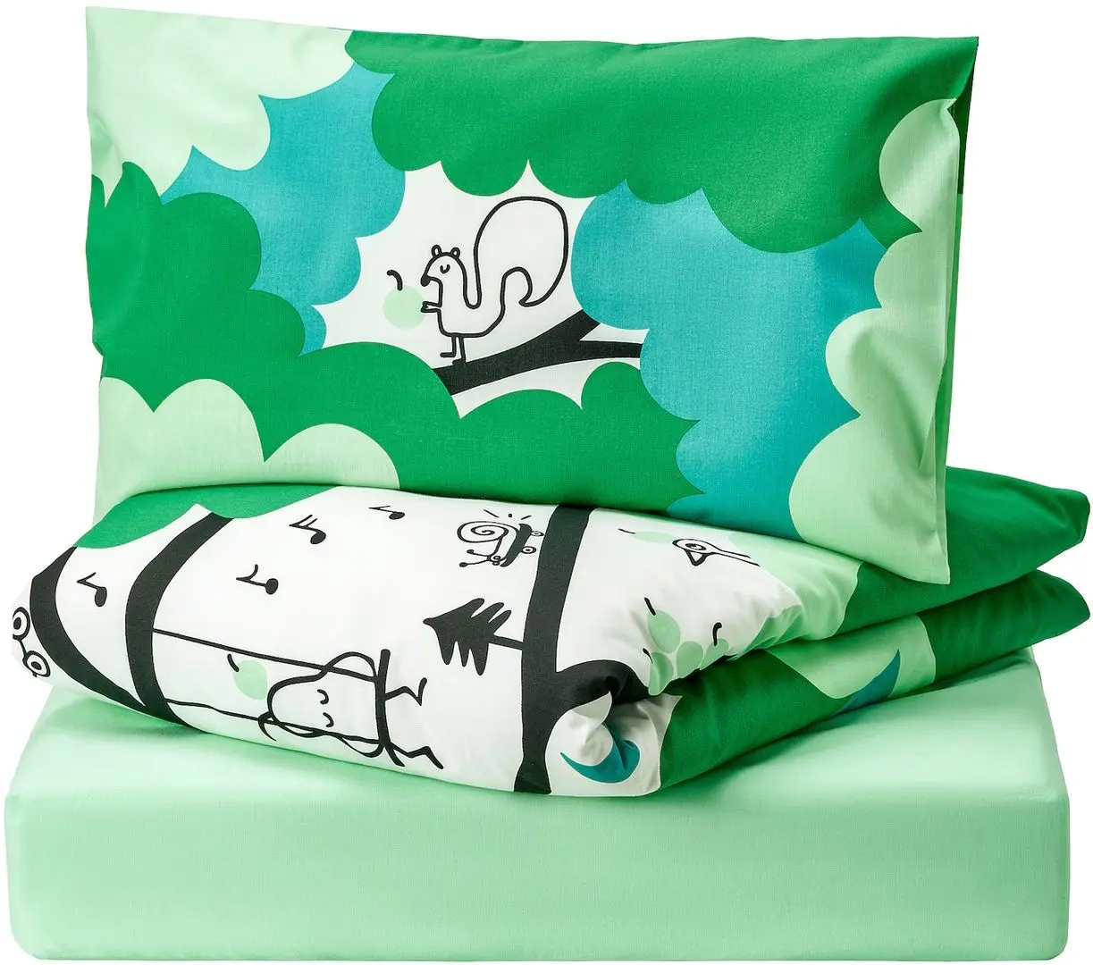 Lenjerie de pat pentru copii Ikea Gronfink 60x120 (Verde/Turcoaz)