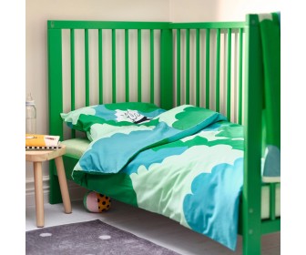 Lenjerie de pat pentru copii Ikea Gronfink 60x120 (Verde/Turcoaz)