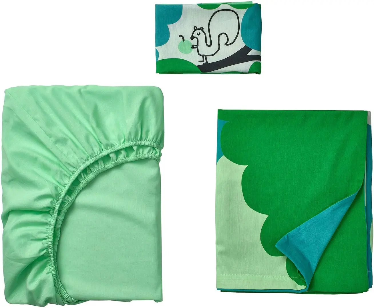 Lenjerie de pat pentru copii Ikea Gronfink 60x120 (Verde/Turcoaz)