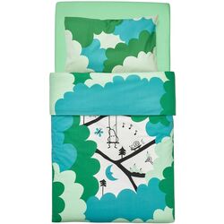 Lenjerie de pat pentru copii Ikea Gronfink 60x120 (Verde/Turcoaz) Thumb