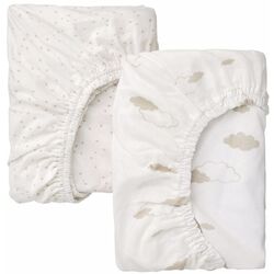 Простынь на резинке для кроватки Ikea Alskvard 41x75 (Облака/Точечный Белый)