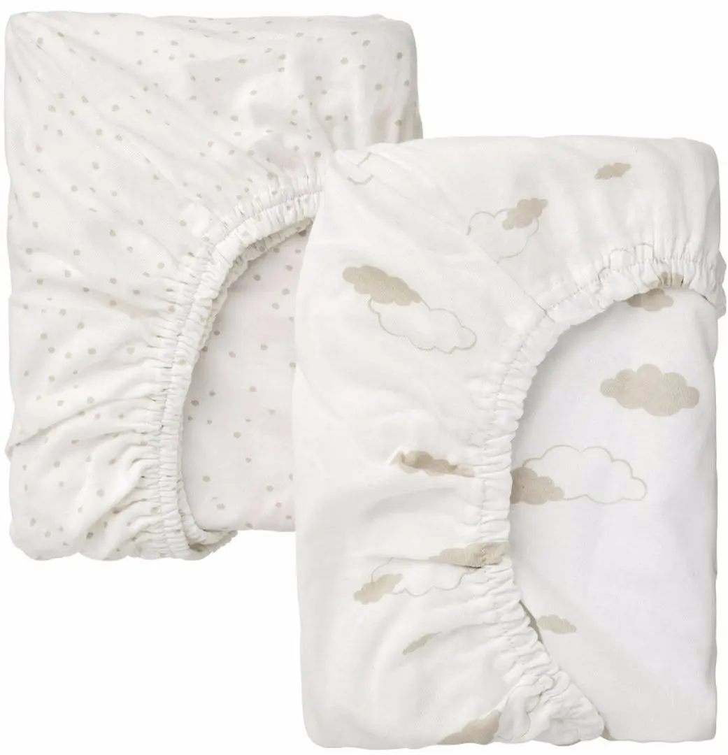 Простынь на резинке для кроватки Ikea Alskvard 41x75 (Облака/Точечный Белый)